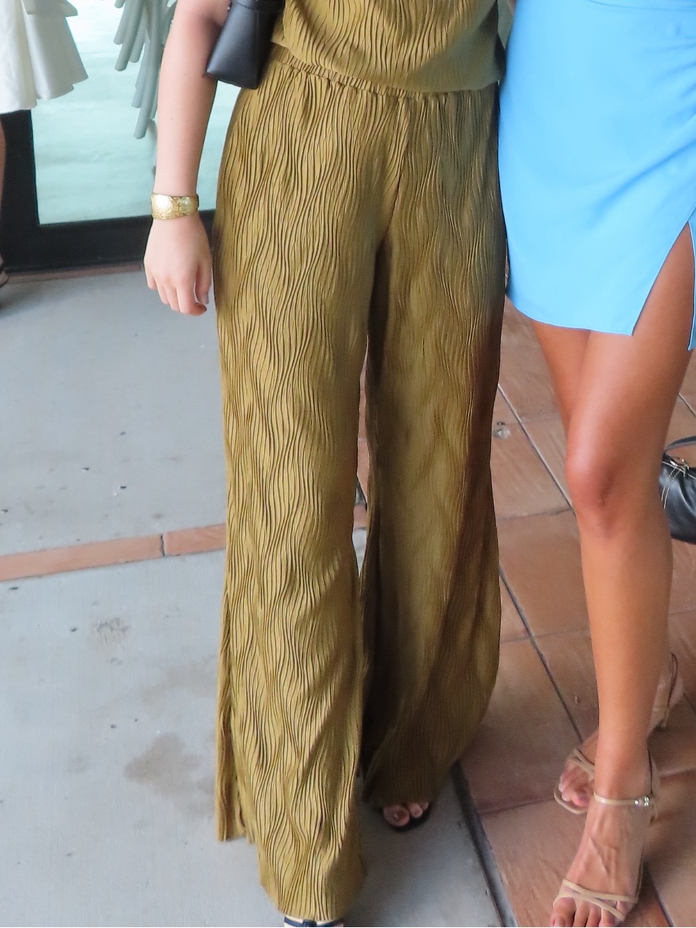 French Connection Olive Textured Wide-Leg Pants